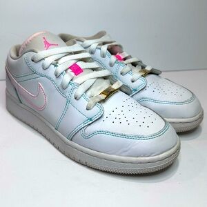 White and Pink Air Jordan 1 Low Sneakers